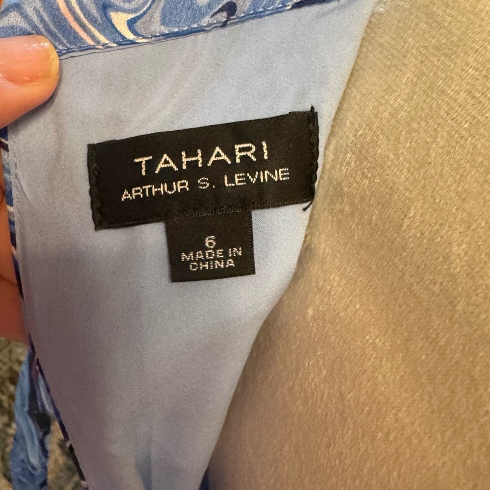 Tahari elegant halter blue paisley midi dress - Picture 5 of 8